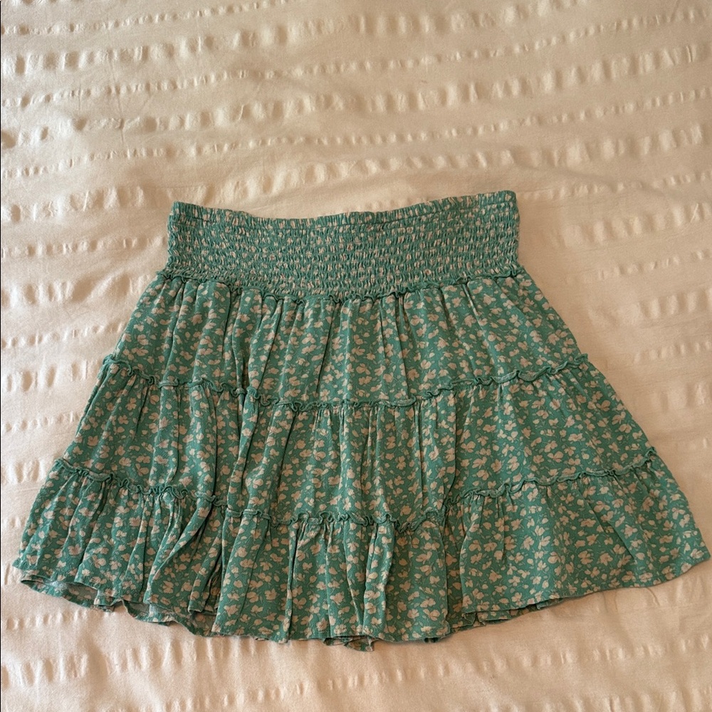 American Eagle Outfitters Green Floral Mini Skirt